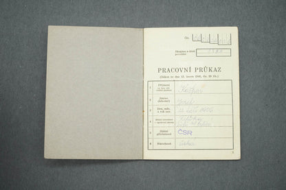 PRACOVNÍ PRŮKAZ ČESKOSLOVENSKÁ REPUBLIKA (x15015)