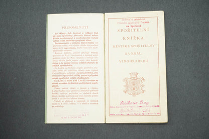 SPOŘITELNÍ KNÍŽKA MĚSTSKÉ SPOŘITELNY NA KRÁL. VINOHRADECH (x15023)