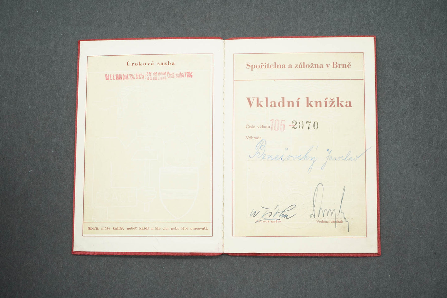 VKLADNÍ KNÍŽKA SPOŘITELNA A ZÁLOŽNA V BRNĚ (x15028)