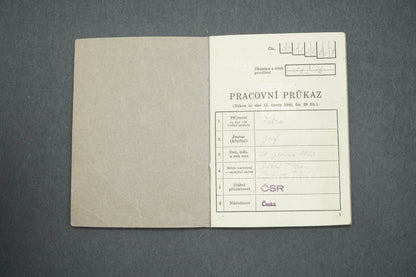 PRACOVNÍ PRŮKAZ ČESKOSLOVENSKÁ REPUBLIKA (x15033)