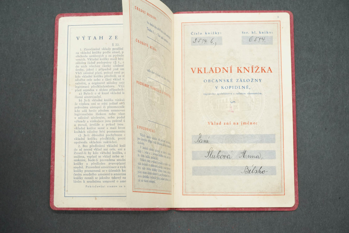 VKLADNÍ KNÍŽKA OBČANSKÉ ZÁLOŽNY V KOPIDLNĚ (x15045)