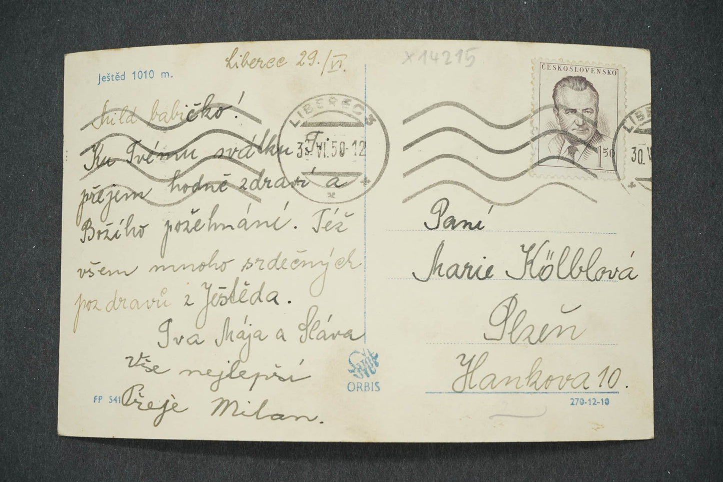 Pohlednice JEŠTĚD 1010 M. (x14215)