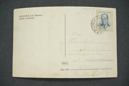 Pohlednice HLUBOKÁ NAD VLTAVOU- ZÁMEK-KNIHOVNA (x14221)