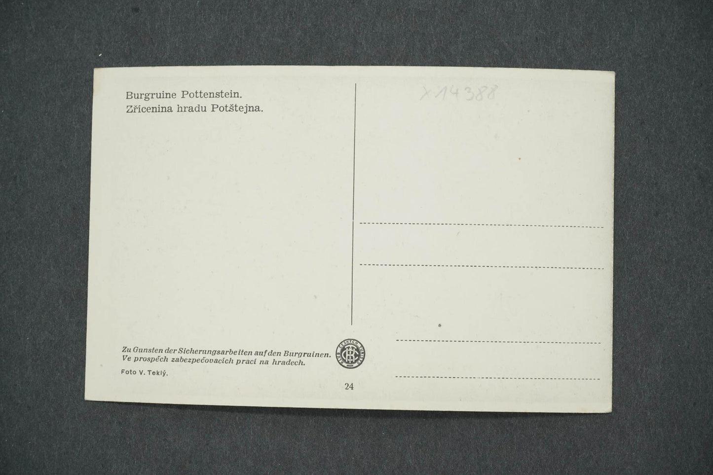 Pohlednice ZŘÍCENINA HRADU POTŠTEJNA. (x14388)