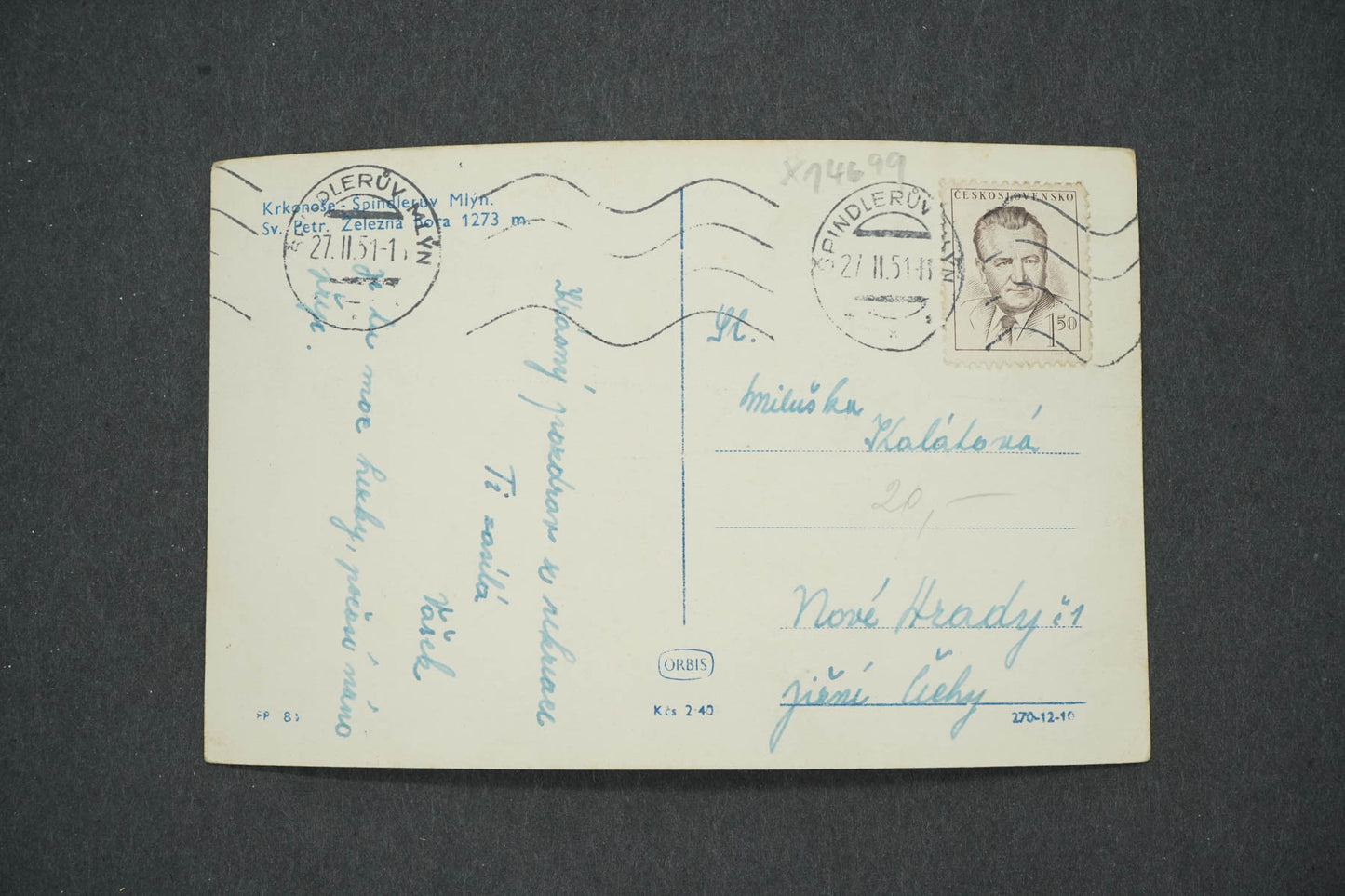 Postcard KRKONOSE MOUNTAINS SPINDLERŮV MLÝN SV. PETR ŽELEZNÁ HORA 1273(x14699)