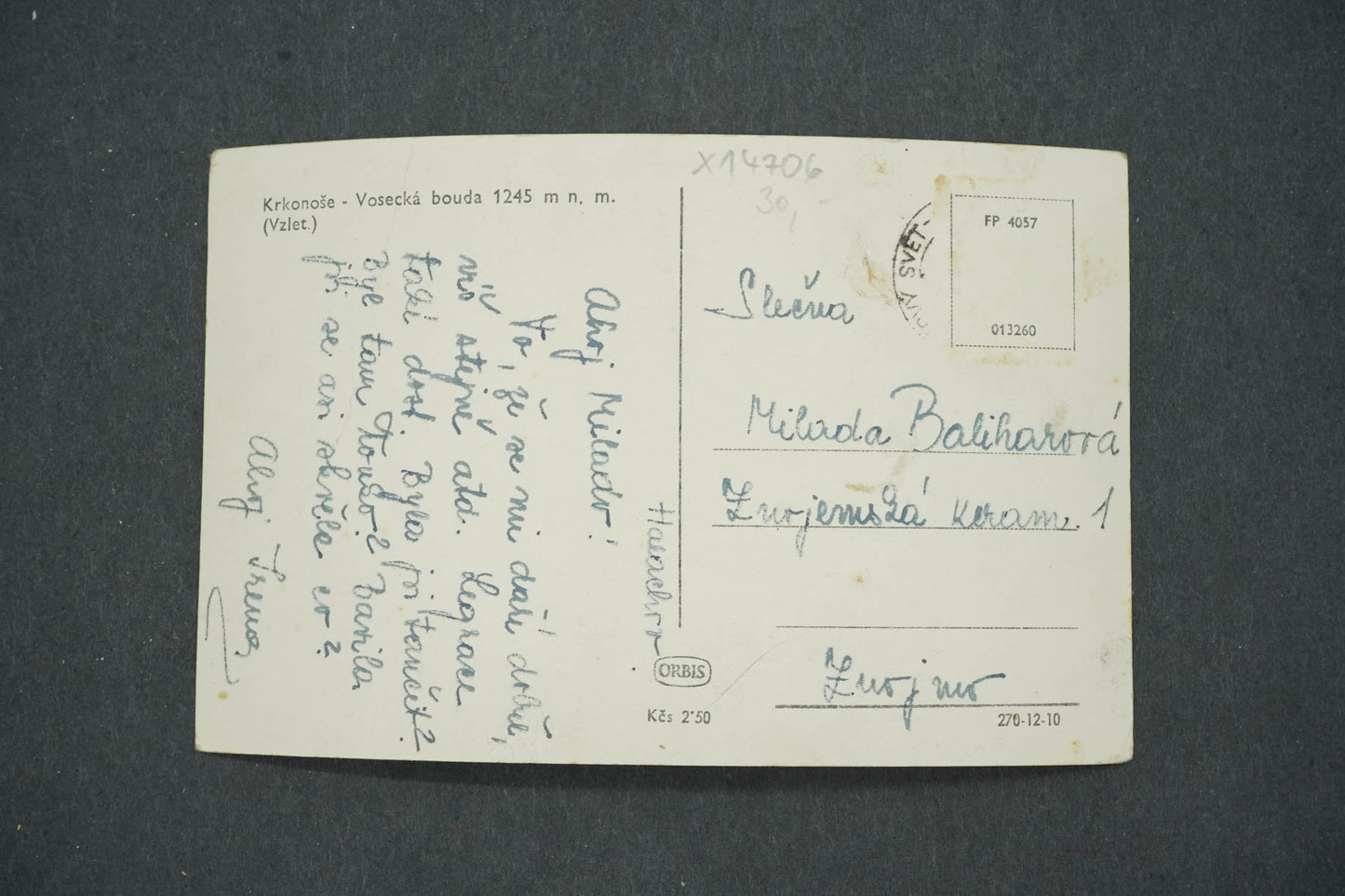 Postcard KRKONOSE - VOSECKÁ BOUDA 1245 MNM (TAKEOFF) (x14706)