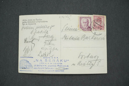 Pohlednice JIŘÍHO CHATA NA ŠERÁKU POŠTA OSTRUŽNÁ U FRÝVALDOVA (x14721)