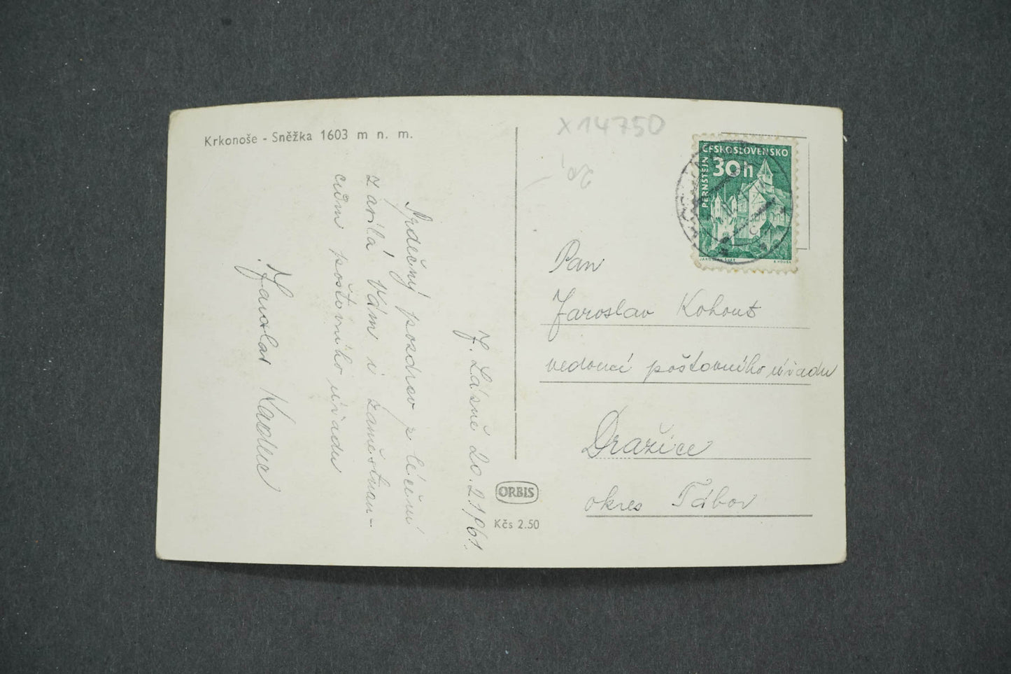 Pohlednice KRKONOŠE SNĚŽKA 1605 M (x14750)