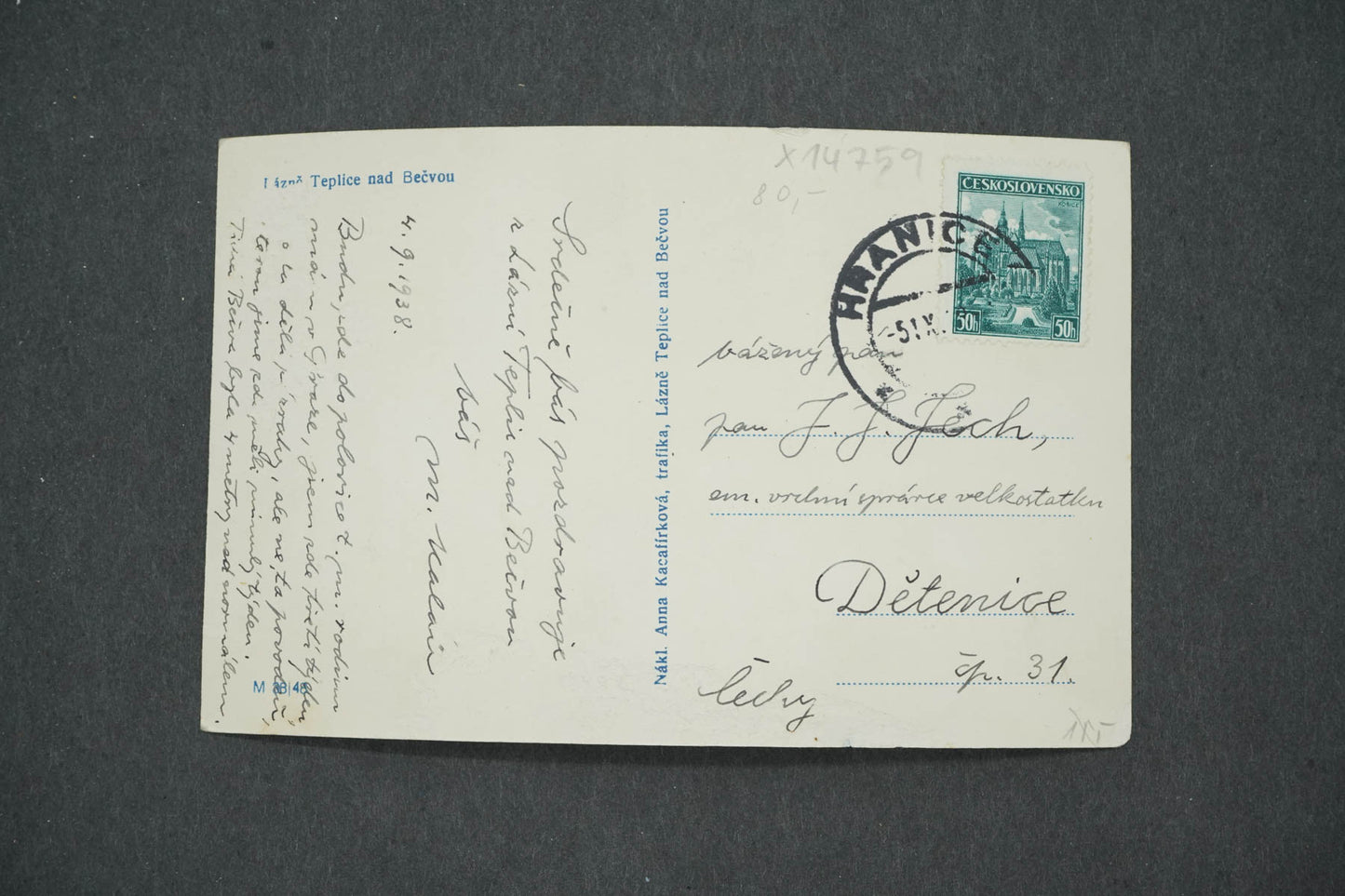 Pohlednice LÁZNĚ TEPLICE NAD BEČVOU (x14759)