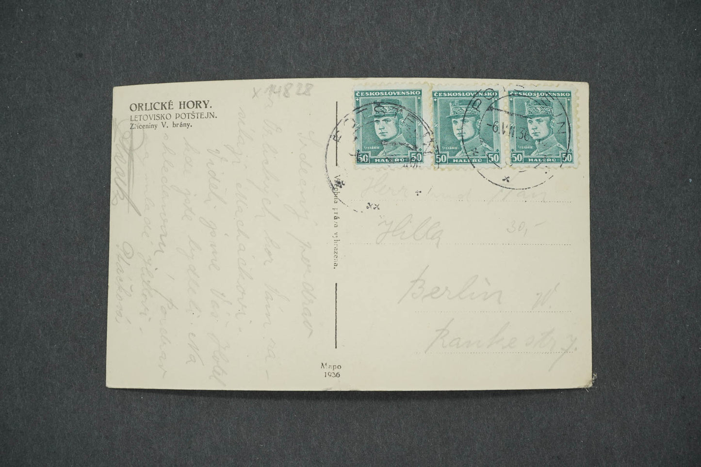 Pohlednice ORLICKÉ HORY LETOVISKO POŠTEJN. ZŘÍCENINY V. BRÁNY (x14828)