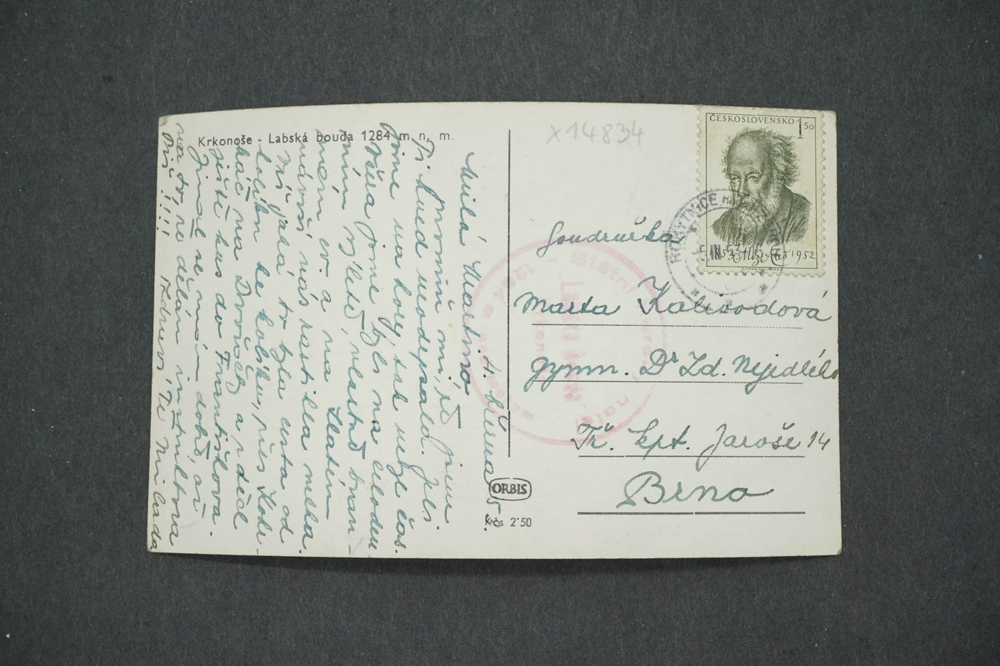 Pohlednice KRKONOŠE - LABSKÁ BOUDA 1284 M. N. M. (x14834)