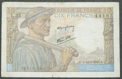 Francie, 10 franků, 14.1.1943