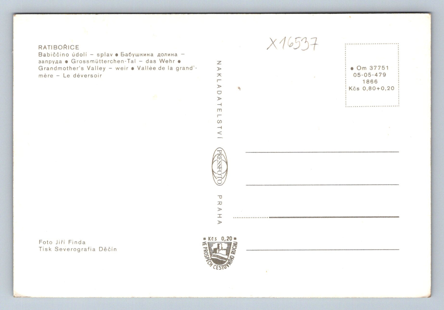 Pohlednice RATIBOŘICE - BABIČČINO ÚDOLÍ (x16537)