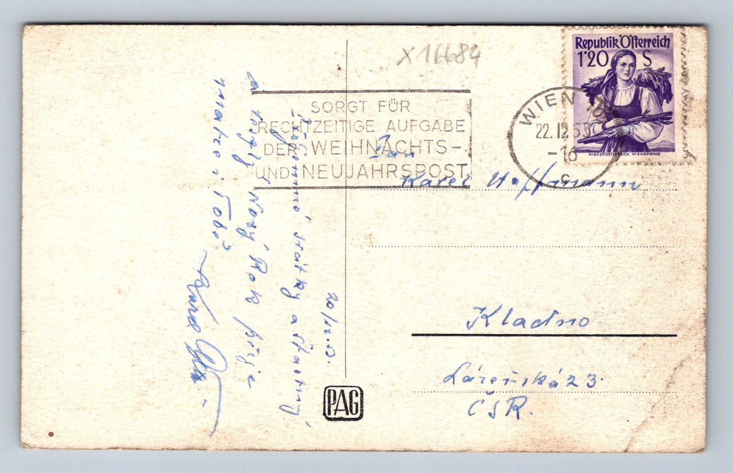 Pohlednice FROHE WEIHUACHLEN UND GLÜCKLICHES NEUJAHR (x16684)