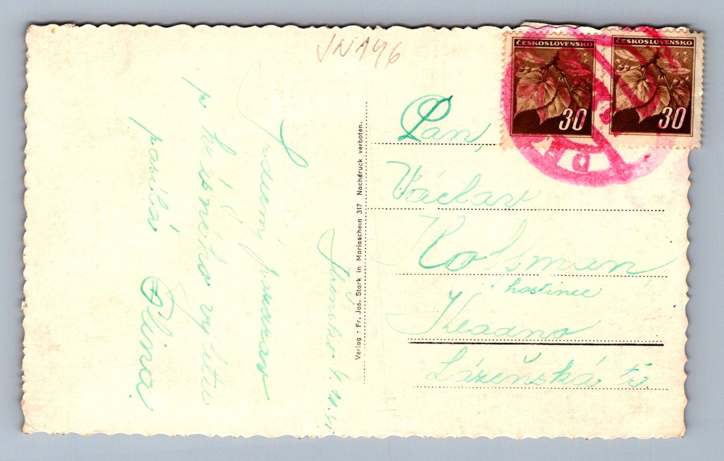 Pohlednice p. Hoffman skála, chata - název začerněn (JN146)
