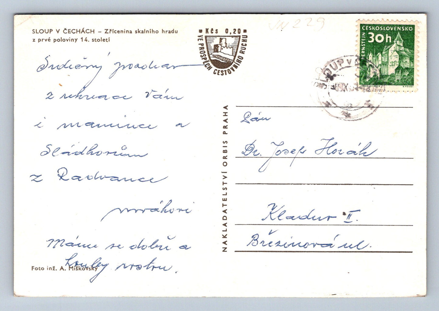 Pohlednice Sloup v Čechách - Zřícenina skalního hradu (JN229)