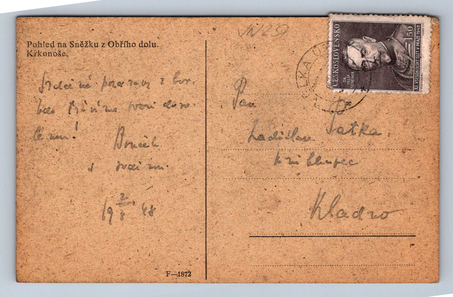 Pohlednice Pohled na Sněžku z Obřího dolu. (JN237)