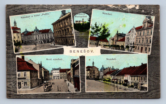Pohlednice Benešov - 4 obrázky (JN257)
