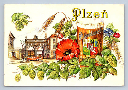 Pohlednice Plzeň - kreslené pivo (JN306)