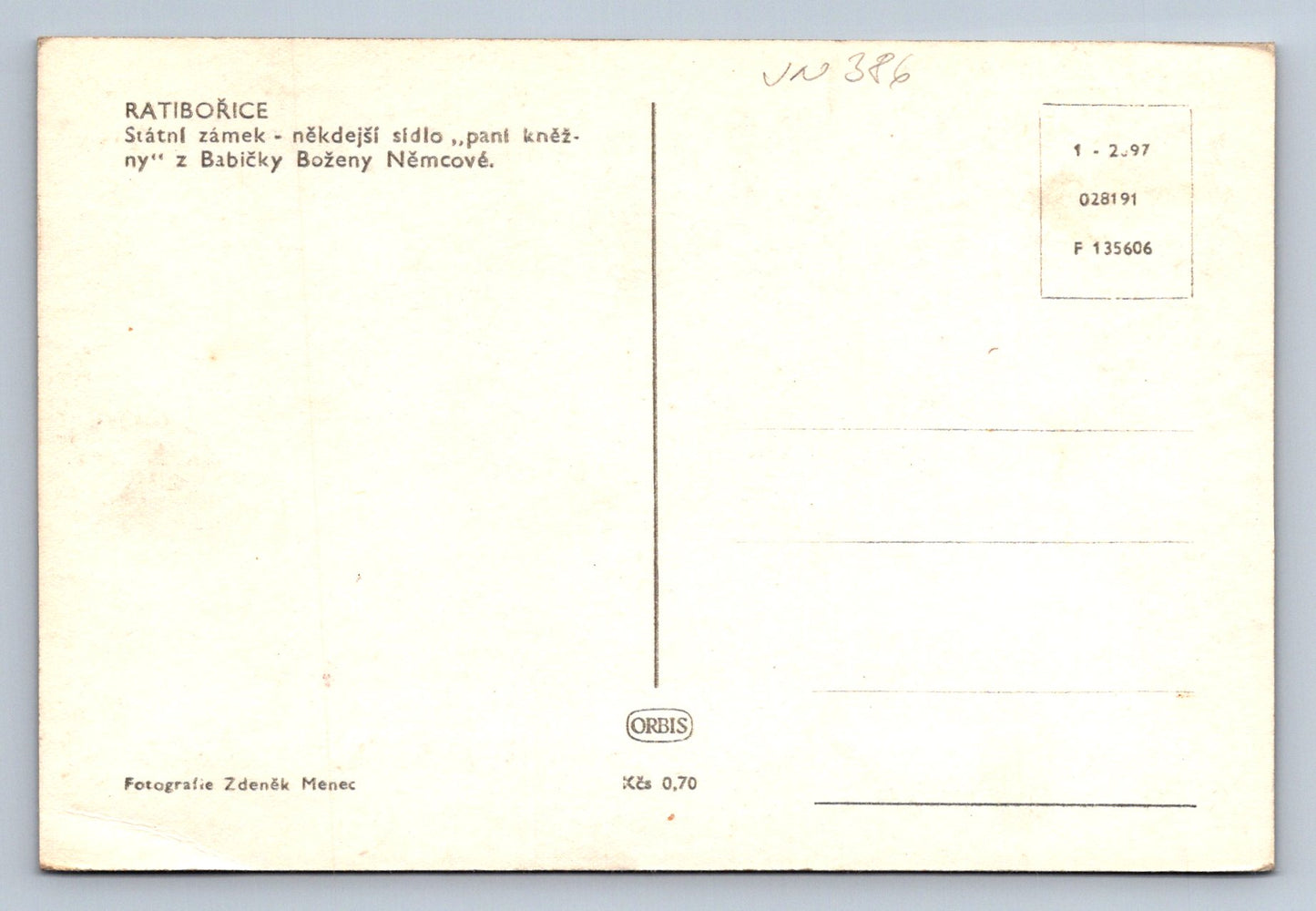 Pohlednice Ratibořice - státní zámek (JN386)
