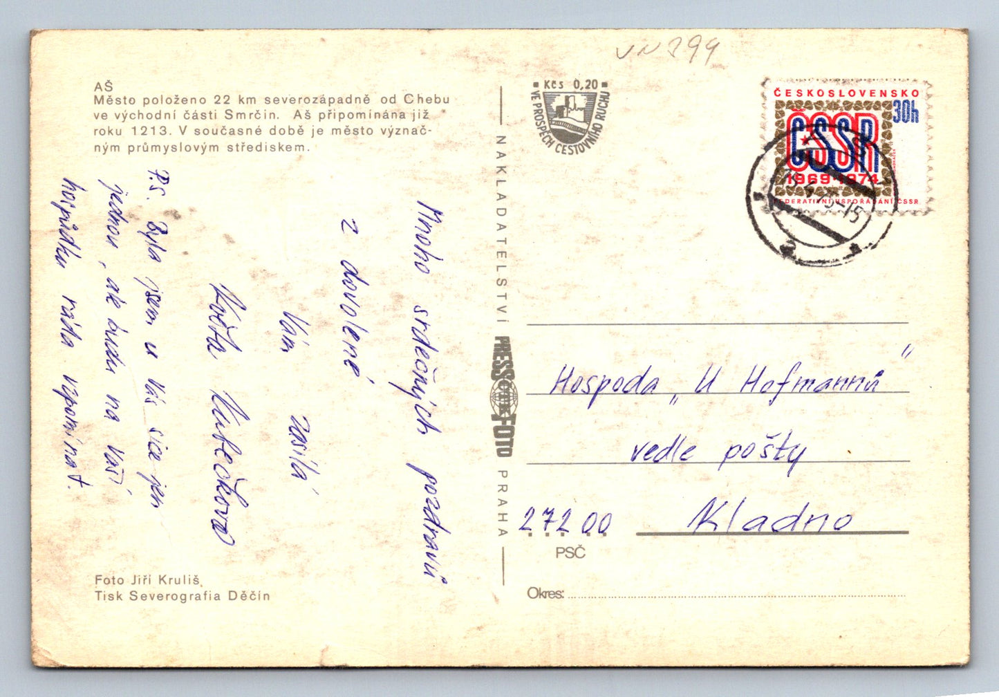 Pohlednice Aš - celkový pohled (JN394)