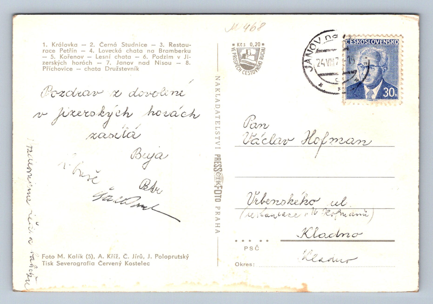 Pohlednice Pozdrav z Jizerských hor - Královka (JN468)