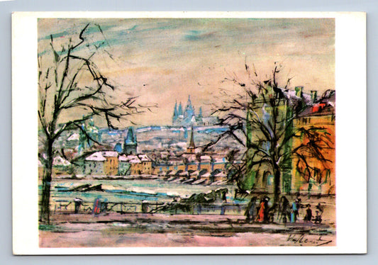 Pohlednice Vincenc Beneš - zima na nábřeží (JN741)