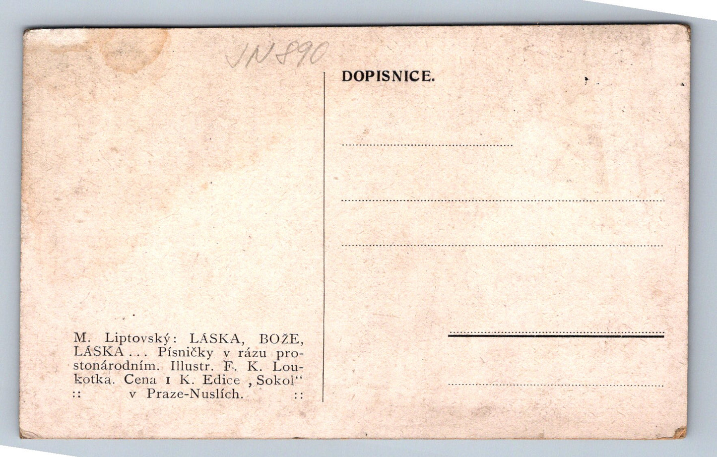 Pohlednice Ej, což mám děkovat náhodě (JN890)