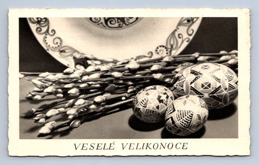 Pohlednice Veselé Velikonoce - černobílá pohlednice (JN975)