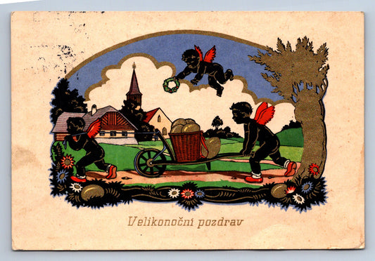 Pohlednice Velikonoční pozdrav - Černí andílci (JN990)