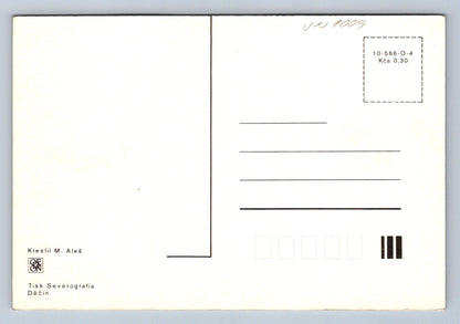 Pohlednice Skákal pes přes oves - Kreslil M. Aleš (JN1009)
