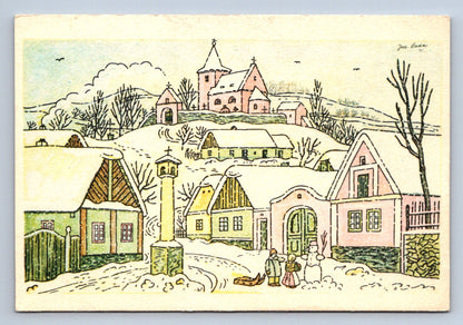 Pohlednice Lada Vánoce - Růžový kostelik (JN1014)
