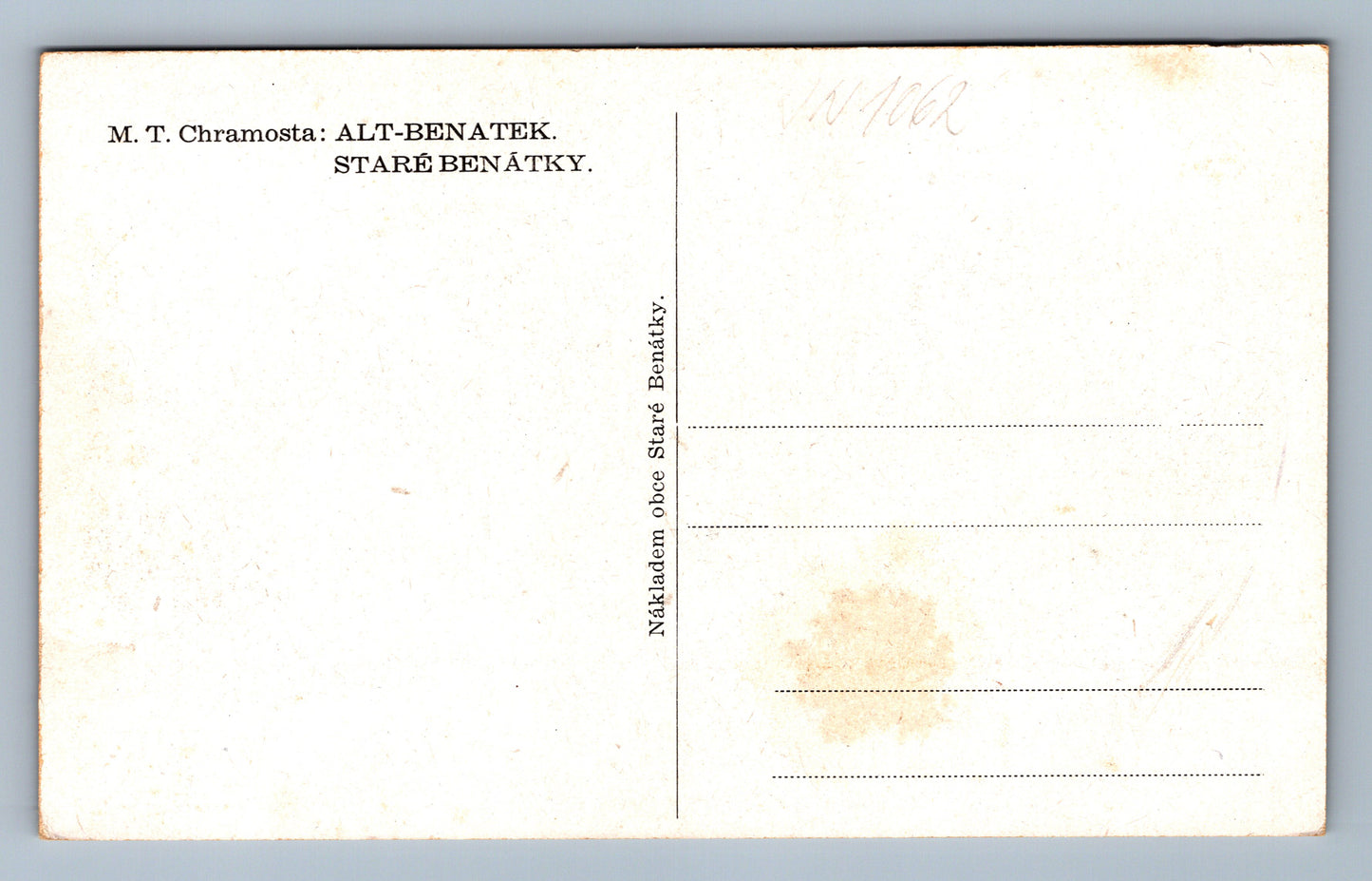 Pohlednice M.T. Chramosta: Alt - Benatek - bez textu (JN1062)