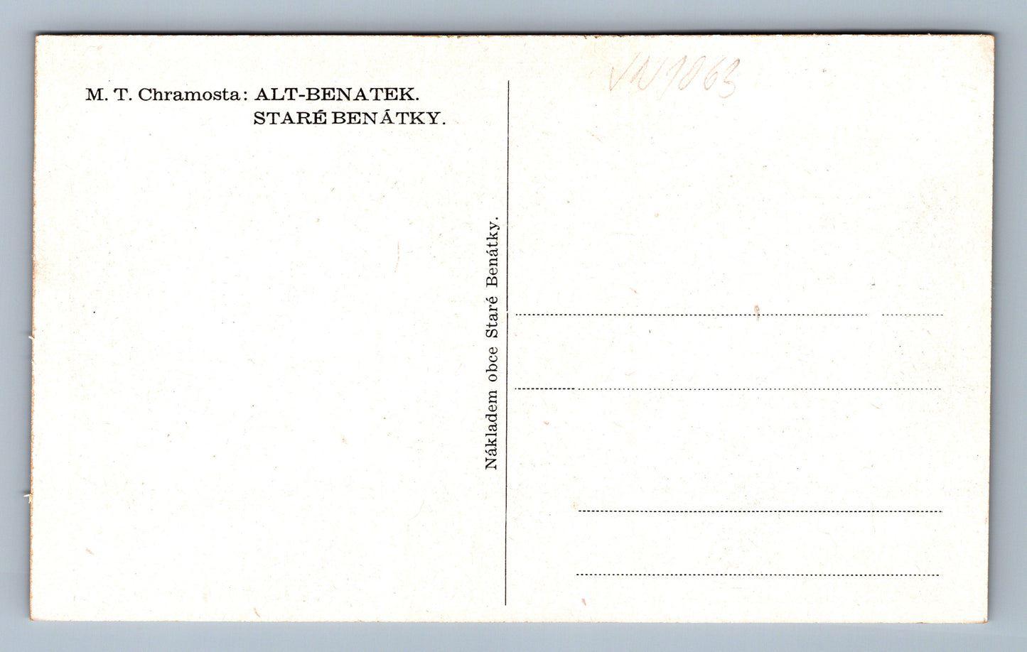 Pohlednice M.T. Chramosta: Alt - Benatek - bez textu (JN1063)