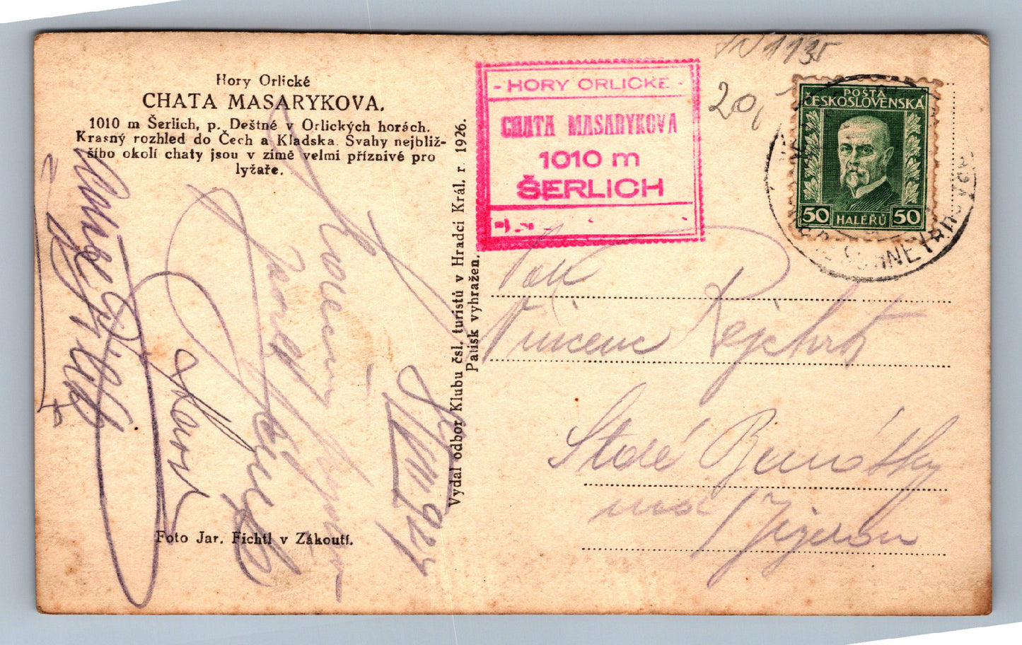 Pohlednice Hory Orlické - Chata Masarykova (JN1135)