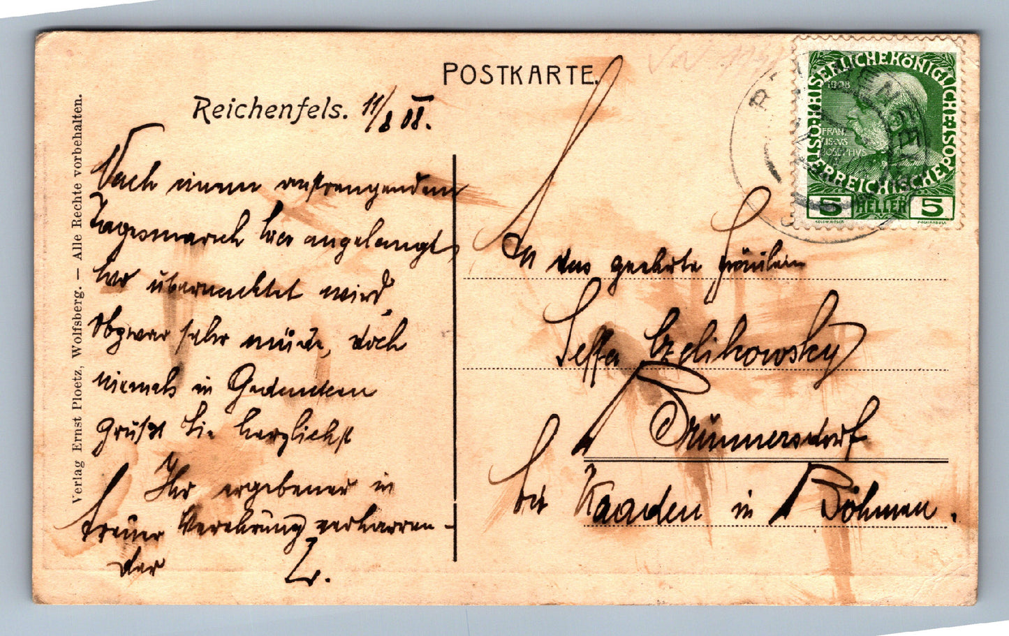 Pohlednice Reichenfels - Verlag Ernst Ploetz (JN1148)