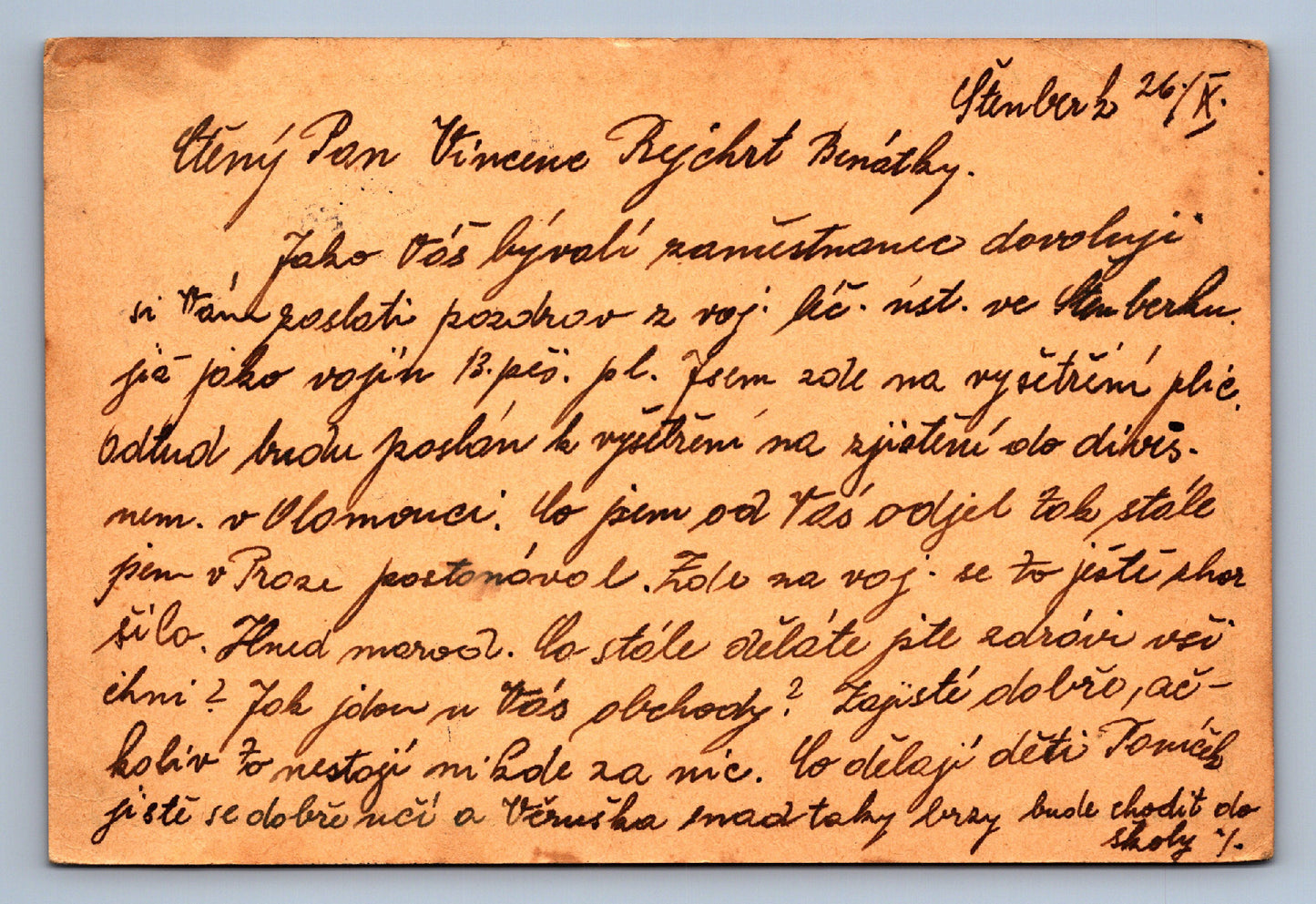 Pohlednice Text na obou stranách razítko Šternberk (JN1242)