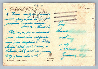 Pohlednice M. Špálová: kytice v papíru (JN1281)