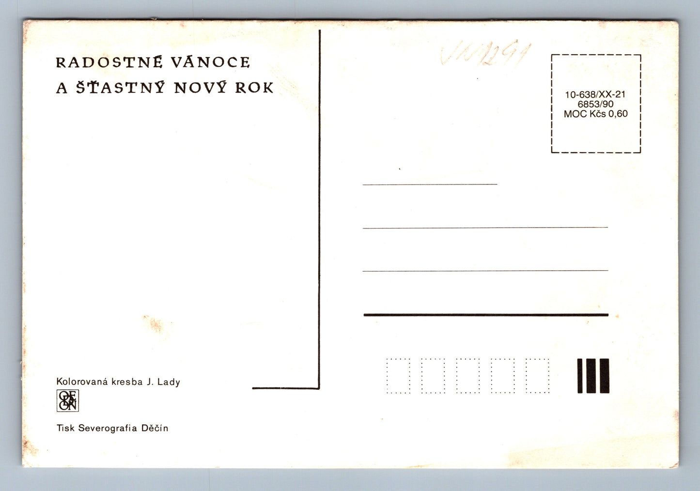 Pohlednice Radostné Vánoce a Šťastný nový rok J. Lada (JN1291)