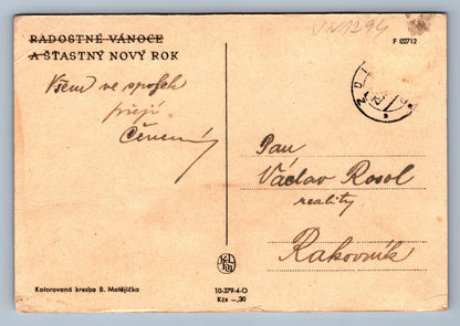 Pohlednice Radostné Vánoce a Šťastný nový rok B. Matějiček (JN1294)