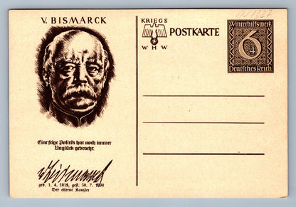 Pohlednice V. Bismarck TŘETÍ ŘÍŠE WINTER HILFE WHW (JN1327)