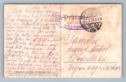 Pohlednice Voják s kohoutem v ruce FELDPOST (JN1385)