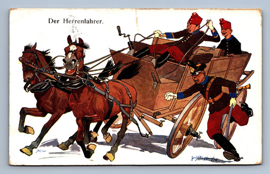 Pohlednice Kreslená pánská jízda Der Herrenfahrer VOJENSKÝ (JN1404)