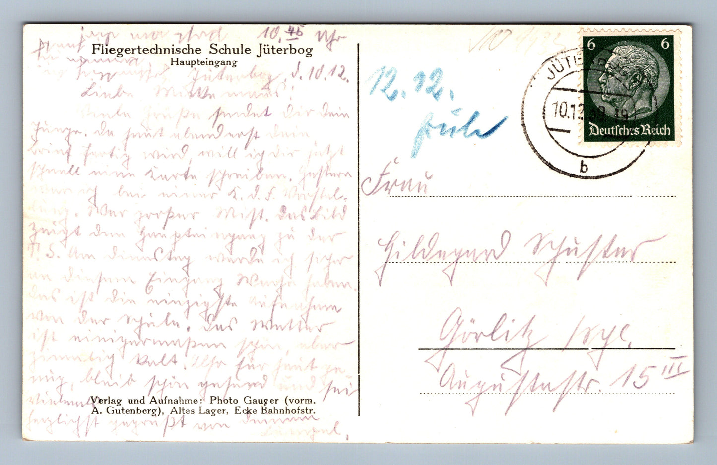 Pohlednice Fliegertechnische Schule VOJENSKÝ (JN1433)