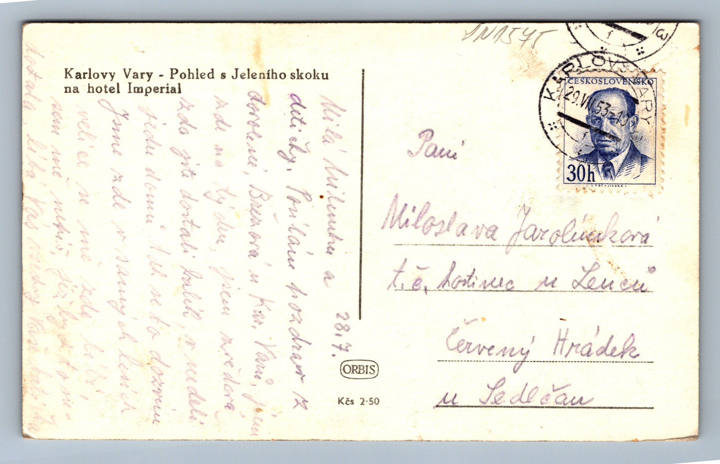 Pohlednice Karlovy Vary Pohled s Jeleního skoku (JN1575)