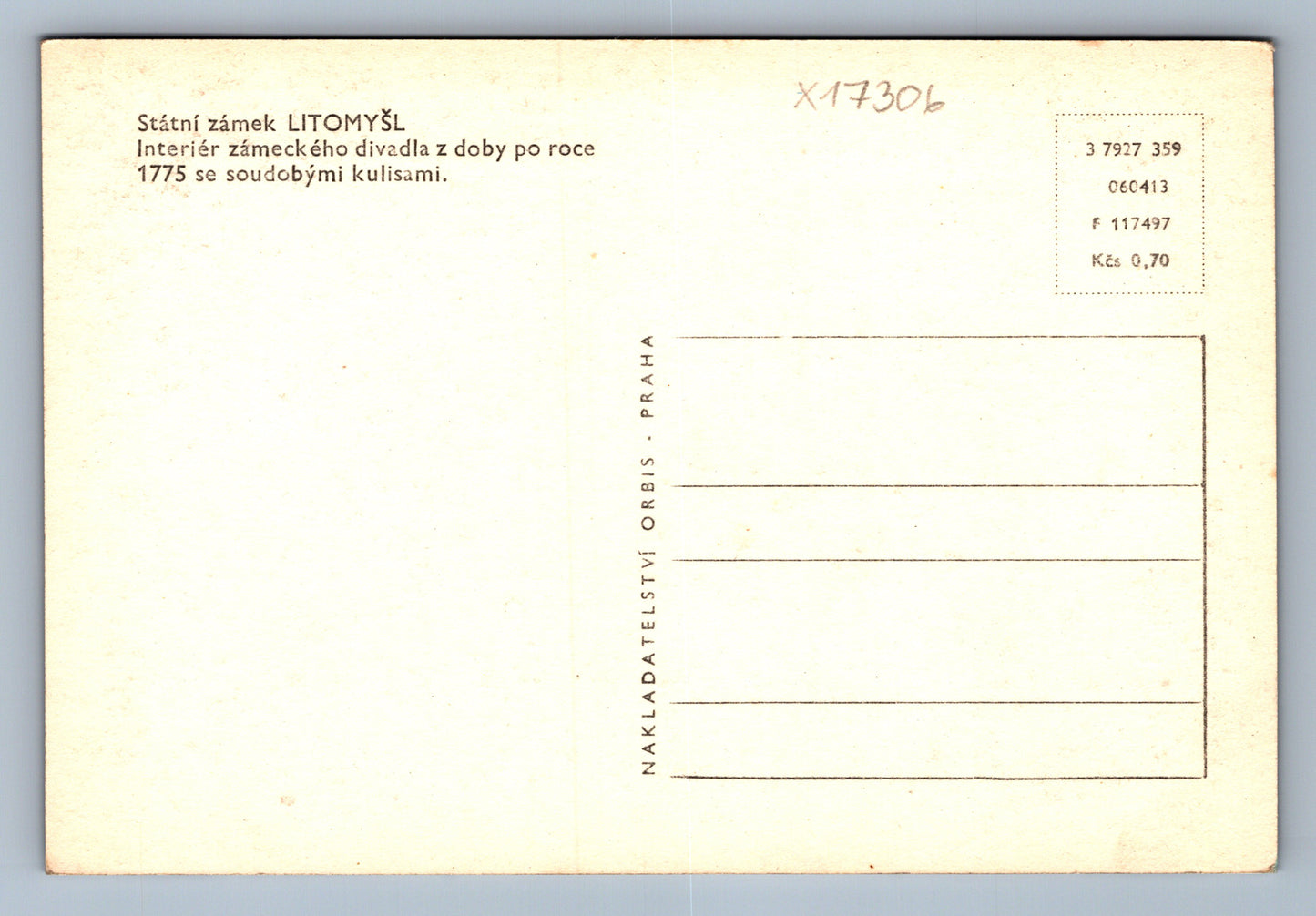 Postcard LITOMYŠL CASTLE STANDS (x17306)