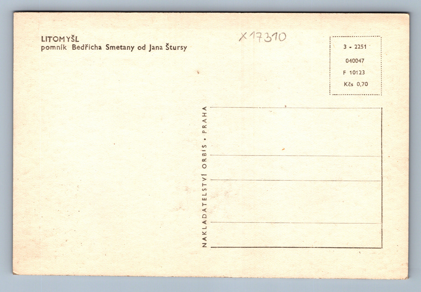 Postcard LITOMYŠL (x17310)