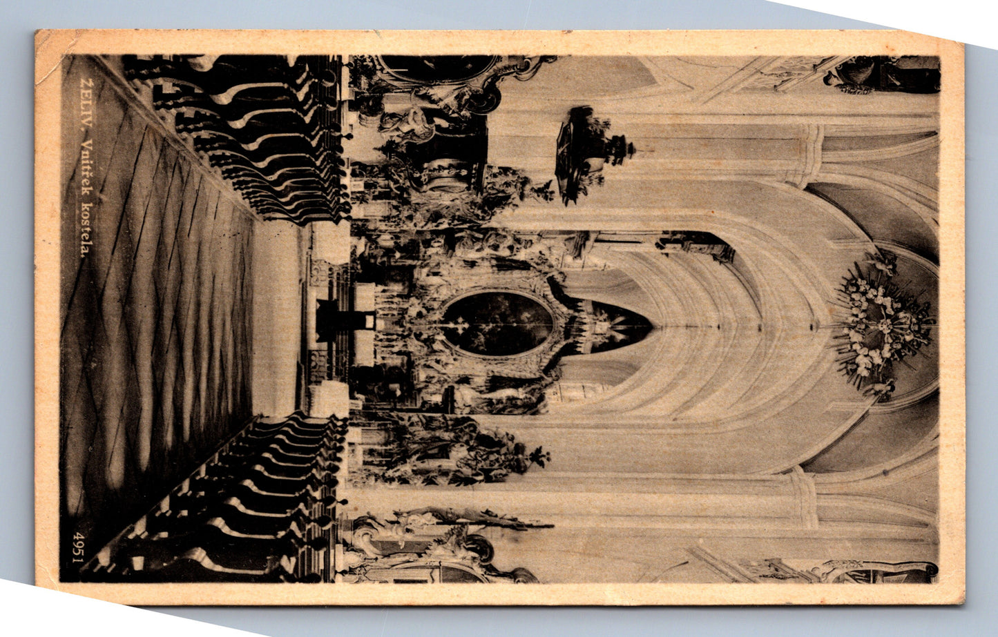 Pohlednice ŽELIV - VNITŘEK KOSTELA (x17353)