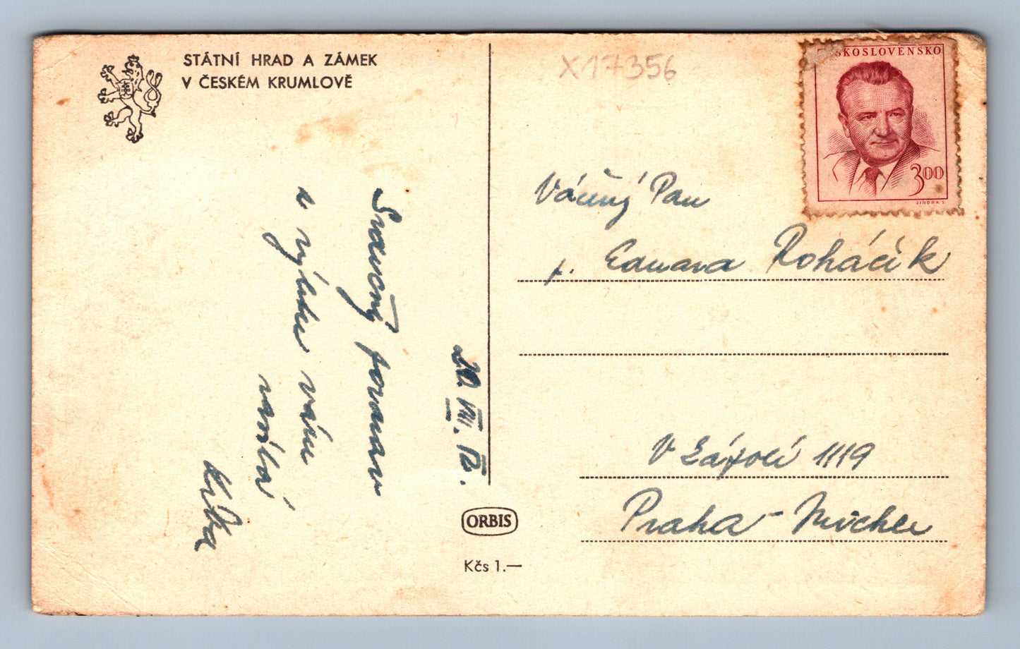 Pohlednice STÁTNÍ HRAD A ZÁMEK V ČESKÉM KRUMLOVĚ (x17356)