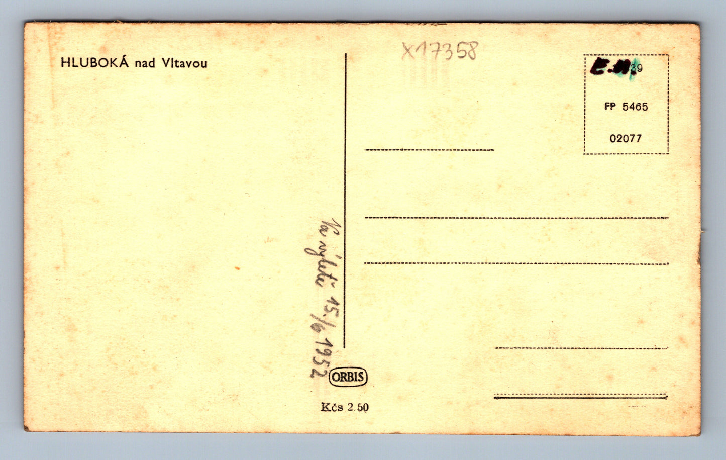 Pohlednice HLUBOKÁ NAD VLTAVOU ZÁMEK (x17358)